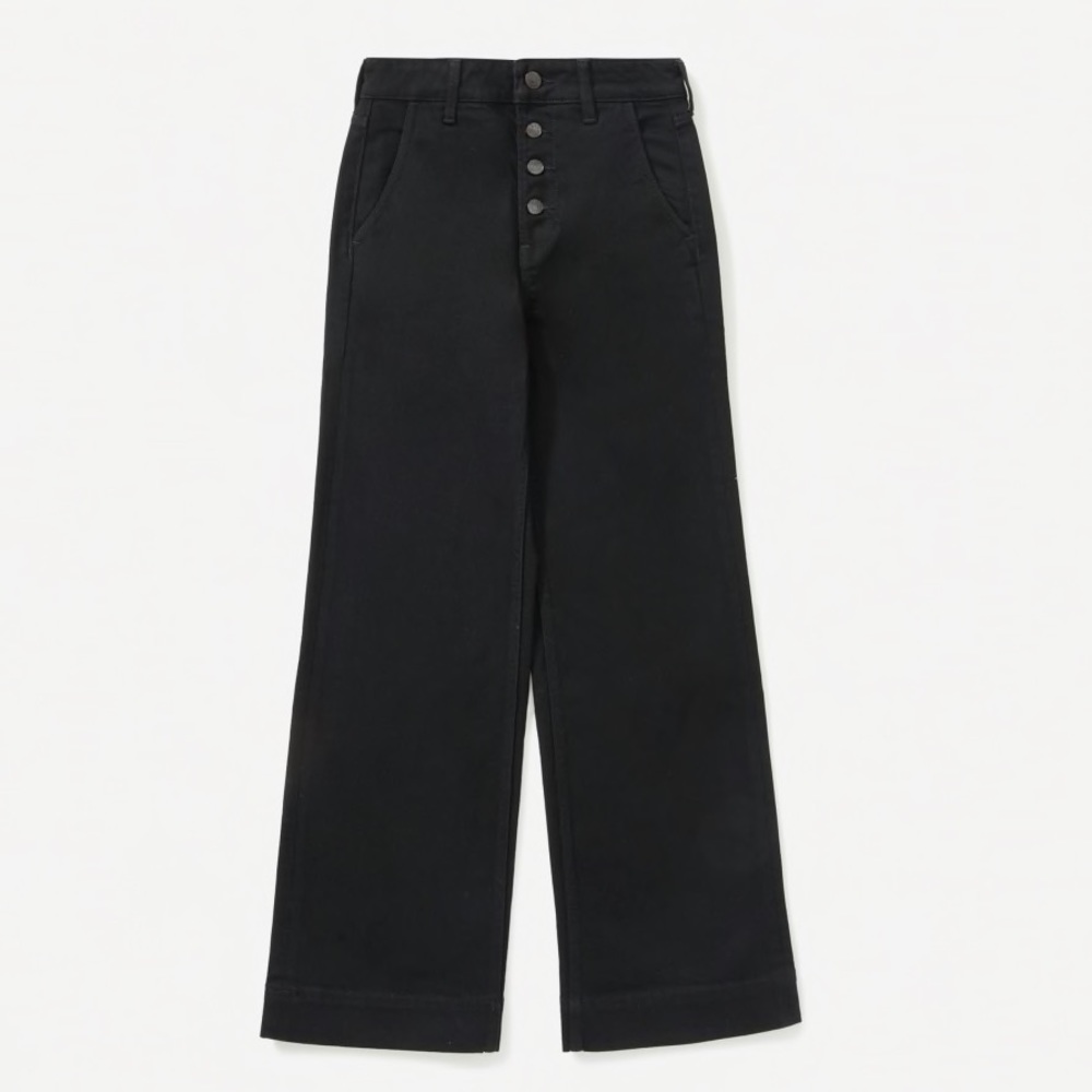 Everlane black button fly wide leg jean